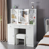 Dressing Table W/ 3Drawers HD Mirror Stool Set Makeup Desk Vanity Table Bedroom