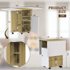 Mobile Folding Dining Table with Wheels Storage Cabinet Drop Leaf Kitchen Table