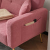 Fabric Sofa Bed Love Seat Sofa Settee Couch with Gold Metal Legs & Cushions Pink