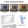 Large White Dressing Table Stool Set with Dimmable LED Light Mirror & UK Socket