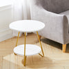 2 Tiers Round Coffee Table Stand Shelf Rack Nightstand for Bedroom Living Room