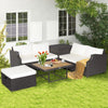 Patio Sectional Sofa Set with Cushions & Storage Box-Off White