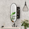 Oval Bathroom Mirror Cabinet w/ Shelf Wall Mounted For Bathroom Storage Black