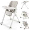 Foldable Baby High Chair Feeding Sleep Playing Chair w/Wheel-Dark Grey