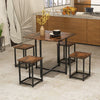 5-Piece Dining Table Set Metal Frame Kitchen Table and 4 Stools Space Saving