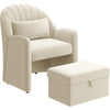 Velvet Barrel Chair with Footrest, Modern Upholstered Accent Chair Reading Chair