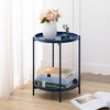 Round Side Table Metal End Table, 2-Tier Tray Snack Table Coffee Table Tea Table