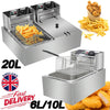 10L/20L Electric Deep Fryer Single/Dual Tank Commercial Stainless Steel Fat Chip