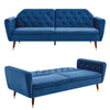 3 Seater Sofa Bed Blue Velvet Button Back - Victoria
