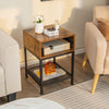 2-Tier End Table Nightstand Industrial Coffee Sofa Beside Table W/ Mesh Shelf