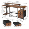Computer Desk with Power Outlets LED Gaming Desk Home Office Desk 2 Drawer Shelf