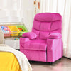Larger Kids Recliner Chair Adjustable Velvet Fabric Lounge Sofa Recliner-Pink
