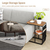 LED Side Table 3 Color Lighted Bedside Sofa End Table with Storage Pocket Brown