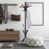 Freestanding Coat Rack Wooden Coat Tree Hat Hanger Standing Rack w/12 Hook Black
