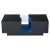 Black Coffee Table With 2 Drawers Storage, RGB LED Lights, Living Room Furniture