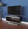 Contemporary Black Glass TV Stand, Up to 50" - Open Shelving, Height Adjustable