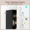 Sturdy Metal Support Slim Cupboard Tall Kitchen Storage Cabinet-Black