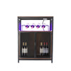 Drinks Cabinet Wine Bar w/ Glass & Bottle Storage | Black Rattan W/ RGB LED