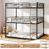 Metal Triple Bunk Bed Heavy Duty Triple Bed with 2 Ladders-Black