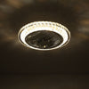 Dia.50cm Round Crystal Ceiling Fan Light 3-Color Chandelier Lamp &Remote Control