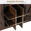 Buffet Storage Cabinet Farmhouse Sideboard w/9-Bottle Wine Rack-Brown