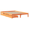 Bed Frame with Drawers Wax Brown 140x190 Solid Wood Pine F7S9
