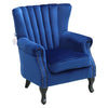 Dark Blue Velvet Armchair Wing Back Upholstered Scallop Shell Tail Accent Chair