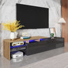 TV Unit Modern Living Room Cabinet Media Stand Furntiure RGB LED Light Black