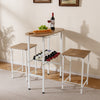 Natural Dining Table Set 3PCS with 2 Stools Storage Rack Footrest