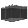 Gazebo with Mesh Walls 4x3 m Canopy Marquee - Anthracite, Steel Frame, D6B5