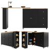 Kitchen Island Bar Table Storage Cabinet Reversible Mobile Serving Cart Black