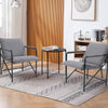 Linen Armchair Metal Legs Accent Tub Chair Occasional Chair Wingback Lounge Sofa