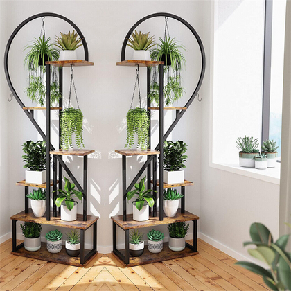 2X Heart-shape Plant Stand Flower Shelf 20 Pots Holder Stand Rack Large Capacity
