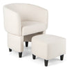 Upholstered Velvet Barrel Chair and Ottoman Set Modern Accent Armchair