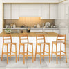 Set of 2 Bar Stools Wooden Dining Counter Height Chair with Backrests Armless