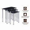 3pcs Black Marble Glass Nested Tables Side End Tables Stainless Steel Tubes