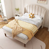 Upholstered Platform Bed 3ft Single Bed Frame with Headboard and wing Side Beige