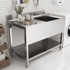 Commercial Restaurant Sink Stainless Steel 1 Bowl Catering Table Storage Shelf