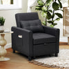 Folding Chair Bed, Sleeper Chair with Pillow, Side Pockets, Black