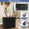 Mobile Storage Cabinet 4 Drawer Dresser Chest with Doors-Black