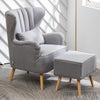 Velvet/Linen Shell Wing Back Upholster Accent Armchair Sofa Cushion Footstool UK