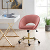 Modern Home Office Velvet Pink Desk Chair Soft Seat 360° Swivel Computer Chair