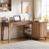 57-Inch L-Shaped Desk with Storage Cabinet, Wooden Home Office Computer Desk
