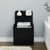 Side Storage Cabinet Bedside Table Bedroom Nightstand with Extra Shelf & Drawer