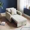 Folding Sofa Bed Fabric Cream Sleeper Pull Out Convertible Arm Chair Adjustable
