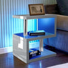 Sofa Side Table With 2 Tier Storage Shelves End Table With Led RGB Lights