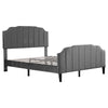4ft6 Double Bed Upholstered Bed Frame with Headboard and Solid Wooden Slats Grey