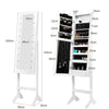 18 LEDs Jewelry Cabinet Floor Standing Jewelry Storage Organizer White