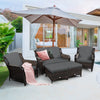 5 PCS Patio Furniture Set Outdoor Rattan Conversation Sofa Set Removable Cushion