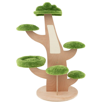 128 cm Pine Shape Cat Tree Indoor Cute Multi-level Cat Tower with Perch